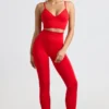 Define Luxe High-Waist-Leggings in Rot