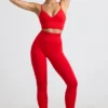 Define Luxe High-Waist-Leggings in Rot