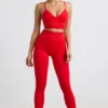 Define Luxe High-Waist-Leggings in Rot