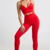 Define Luxe High-Waist-Leggings in Rot