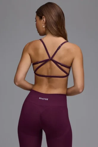 Define Luxe Multiway-Sport-BH mit offenem Rücken in Grape