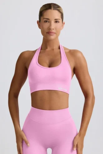 Define Luxe Neckholder-Sport-BH in Bubblegum Pink