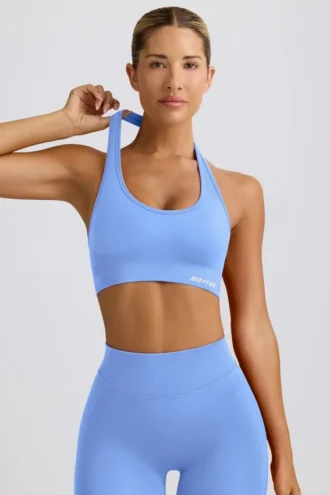 Define Luxe Neckholder-Sport-BH in Hellblau