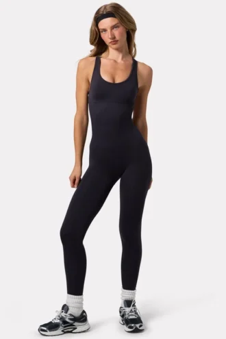 Define Luxe Unitard mit offenem Rücken in Schwarz