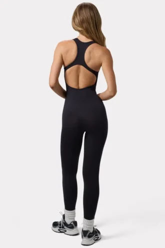 Define Luxe Unitard mit offenem Rücken in Schwarz