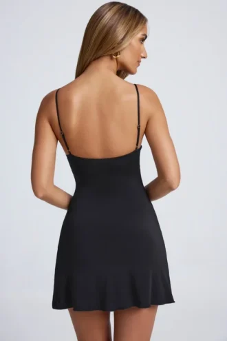 Deia A-Linien-Minikleid mit Metallverzierungen in Schwarz