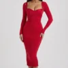 Deliana Midaxi-Kleid mit Lagen-BH-Detail und Rüschen in Rot Deliana Midaxi-Kleid mit Lagen-BH-Detail und Rüschen in Rot