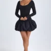 Delphi Modal-Minikleid mit U-Ausschnitt, tiefem Taillenbund und ausgestellter Säume in Schwarz Delphi Modal-Minikleid mit U-Ausschnitt, tiefem Taillenbund und ausgestellter Säume in Schwarz