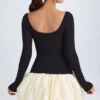 Delphi Modal-Minikleid mit U-Ausschnitt, tiefem Taillenbund und ausgestellter Säume in Vanille Delphi Modal-Minikleid mit U-Ausschnitt, tiefem Taillenbund und ausgestellter Säume in Vanille