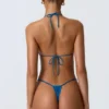 Clearwater verziertes, gerafftes Bikini-Oberteil mit Neckholder in Ozeanblau Clearwater verziertes, gerafftes Bikini-Oberteil mit Neckholder in Ozeanblau