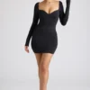 Demelza Minikleid mit langen Ärmeln und Herzausschnitt in Schwarz Demelza Minikleid mit langen Ärmeln und Herzausschnitt in Schwarz