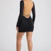 Demelza Minikleid mit langen Ärmeln und Herzausschnitt in Schwarz Demelza Minikleid mit langen Ärmeln und Herzausschnitt in Schwarz