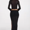 Diana – Transparenter Jersey-Maxirock mit tiefem Bund und Drapierung in Schwarz Diana – Transparenter Jersey-Maxirock mit tiefem Bund und Drapierung in Schwarz