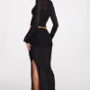 Diana – Transparenter Jersey-Maxirock mit tiefem Bund und Drapierung in Schwarz Diana – Transparenter Jersey-Maxirock mit tiefem Bund und Drapierung in Schwarz