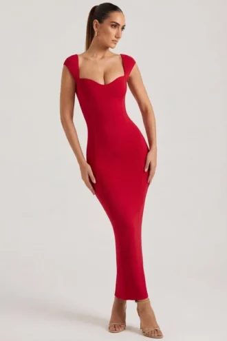 Dolcezza Maxikleid mit Herzausschnitt in Rot