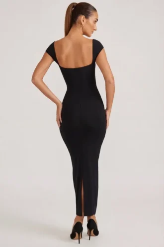 Dolcezza Maxikleid mit Herzausschnitt in Schwarz