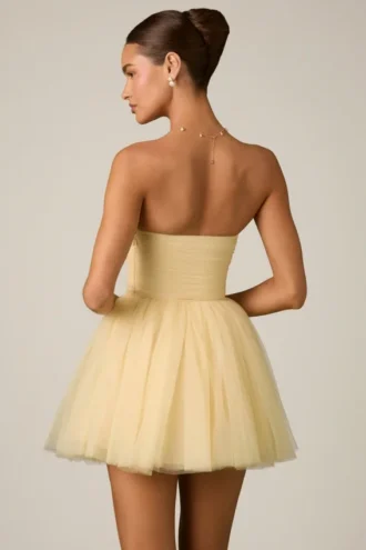 Dottie Tüll-Korsett-Minikleid in Gelb