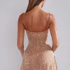 Durrani Transparentes, verziertes Minikleid mit U-Ausschnitt in Mandel Durrani Transparentes, verziertes Minikleid mit U-Ausschnitt in Mandel