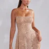Durrani Transparentes, verziertes Minikleid mit U-Ausschnitt in Mandel Durrani Transparentes, verziertes Minikleid mit U-Ausschnitt in Mandel