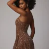 Durrani Transparentes, verziertes Minikleid mit U-Ausschnitt in Mocha Durrani Transparentes, verziertes Minikleid mit U-Ausschnitt in Mocha