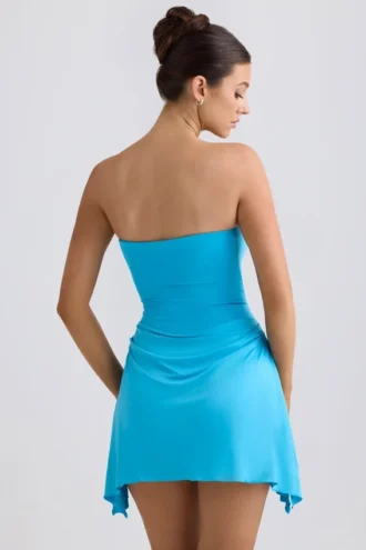 Efia Slinky Jersey-Minikleid mit Drapierung und A-Linie in Aquablau