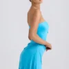 Efia Slinky Jersey-Minikleid mit Drapierung und A-Linie in Aquablau Efia Slinky Jersey-Minikleid mit Drapierung und A-Linie in Aquablau
