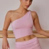 Ein-Schulter-Oberteil mit gedrehtem Ausschnitt in zartem Rosa Ein-Schulter-Oberteil mit gedrehtem Ausschnitt in zartem Rosa