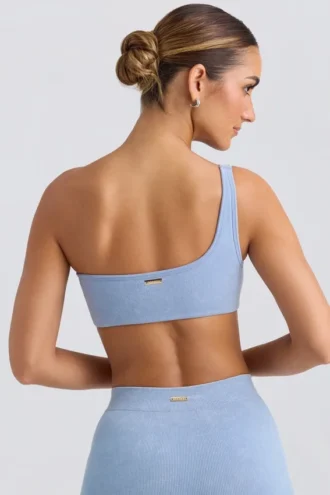 Ein-Schulter-Sport-BH in Washed Blue