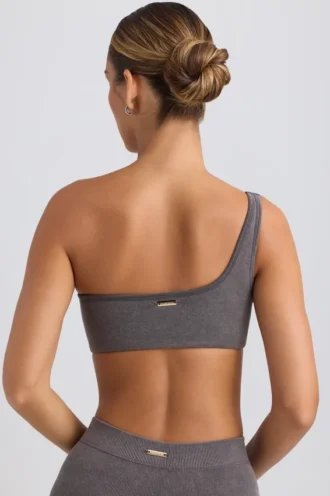 Ein-Schulter-Sport-BH in Washed Charcoal