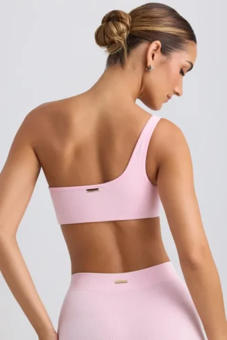 Ein-Schulter-Sport-BH in Washed Ice Pink