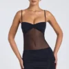 Eislyn Minikleid mit transparenten Einsätzen und Rüschen in Schwarz Eislyn Minikleid mit transparenten Einsätzen und Rüschen in Schwarz