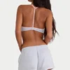 Elastische Minishorts aus gebürstetem Jersey in Nebelgrau Elastische Minishorts aus gebürstetem Jersey in Nebelgrau