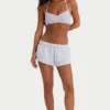 Elastische Minishorts aus gebürstetem Jersey in Nebelgrau Elastische Minishorts aus gebürstetem Jersey in Nebelgrau