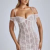 Eleonora – Transparentes A-Linien-Minikleid aus Spitze in Elfenbein Eleonora – Transparentes A-Linien-Minikleid aus Spitze in Elfenbein