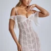 Eleonora – Transparentes A-Linien-Minikleid aus Spitze in Elfenbein Eleonora – Transparentes A-Linien-Minikleid aus Spitze in Elfenbein
