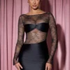 Eliette Langarm-Minikleid mit drapierten Spitzen-Einsätzen in Schwarz Eliette Langarm-Minikleid mit drapierten Spitzen-Einsätzen in Schwarz