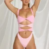 Elirae Cut-Out-String-Badeanzug in Pink Multi Elirae Cut-Out-String-Badeanzug in Pink Multi