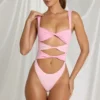 Elirae Cut-Out-String-Badeanzug in Pink Multi Elirae Cut-Out-String-Badeanzug in Pink Multi