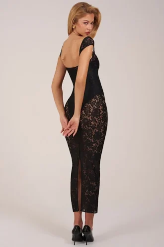 Elisa Maxikleid mit Herzausschnitt in Schwarz