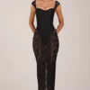 Elisa Maxikleid mit Herzausschnitt in Schwarz Elisa Maxikleid mit Herzausschnitt in Schwarz