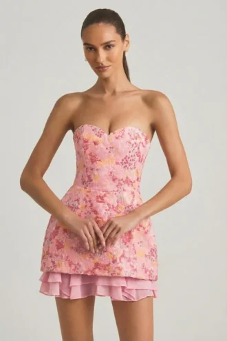 Eliselle Verziertes trägerloses Korsett-Minikleid in Rosa