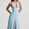 Elonia Halterneck-Midaxi-Kleid mit blauem Blumenprint Elonia Halterneck-Midaxi-Kleid mit blauem Blumenprint