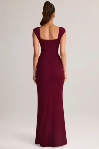 Elva Modal-Maxikleid mit Herzausschnitt und Cowl-Taille in Weinrot