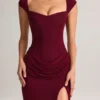 Elva Modal-Maxikleid mit Herzausschnitt und Cowl-Taille in Weinrot Elva Modal-Maxikleid mit Herzausschnitt und Cowl-Taille in Weinrot
