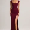 Elva Modal-Maxikleid mit Herzausschnitt und Cowl-Taille in Weinrot Elva Modal-Maxikleid mit Herzausschnitt und Cowl-Taille in Weinrot