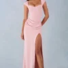 Elva Modal-Maxikleid mit Herzausschnitt und drapiertem Taillenbereich in Blush Pink Elva Modal-Maxikleid mit Herzausschnitt und drapiertem Taillenbereich in Blush Pink
