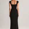 Elva Modal-Maxikleid mit Herzausschnitt und drapiertem Taillenbereich in Schwarz