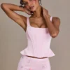 Elvira Premium-Satin-Korsett-Oberteil mit Schnürung in Babyrosa Elvira Premium-Satin-Korsett-Oberteil mit Schnürung in Babyrosa