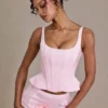 Elvira Premium-Satin-Korsett-Oberteil mit Schnürung in Babyrosa Elvira Premium-Satin-Korsett-Oberteil mit Schnürung in Babyrosa