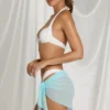 Elvire Sarong mit seitlichem Bindeband in Aquablau Elvire Sarong mit seitlichem Bindeband in Aquablau